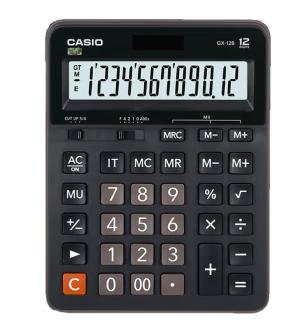 Casio卡西欧GX-12B太阳能12位数 台式商务 办公计算器 大号 黑色【宽15.5cm 长21cm】
