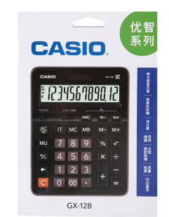 Casio卡西欧GX-12B太阳能12位数 台式商务 办公计算器 大号 黑色【宽15.5cm 长21cm】_http://www.zhongqingyang.cn/newimg/C202212/1671773045665.jpg